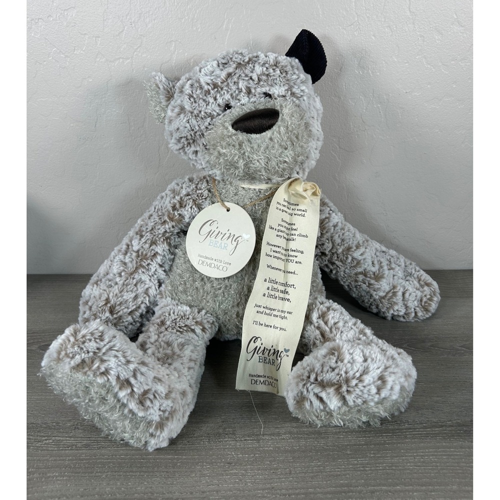 Demdaco Giving Bear Plush Giving Collection Taupe Cream Soft Stuffed Animal Tag